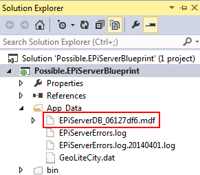 EPiServer default database file